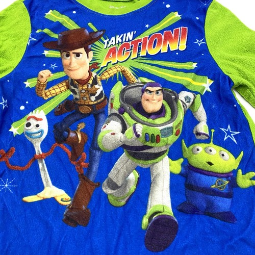 Disney Toy Story 4 Boys Size 8 Long Sleeve Pajama Top Snug Fit Blue/Green - Picture 3 of 9