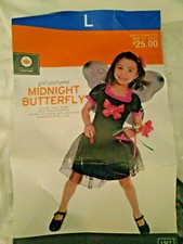 Halloween Girls Midnight Butterfly Costume Dress  Wings Size Large 10-12 NWT
