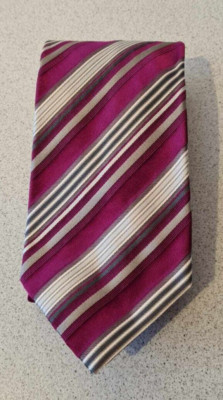 Laco by Gögge  Krawatte  bordeaux   silber gestreift, 100% Seide, wie neu  Y