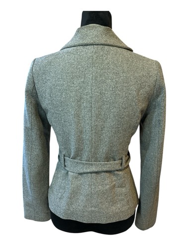 H&M Women's Gray Wool Blend Moto Jacket Size 4 Snap Front Lined Stylish Preowned - Picture 9 of 13