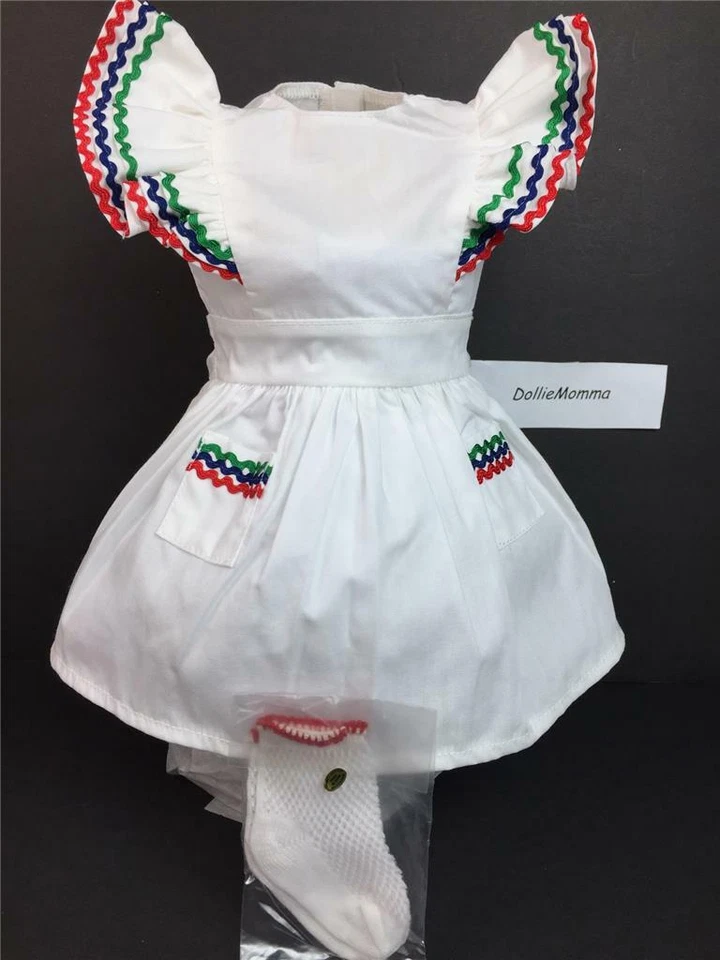 Vestido y calcetines con delantal de fiesta de cumpleaños AMERICAN GIRL MOLLY ~ etiqueta Pleasant Company Foto 2 de 4