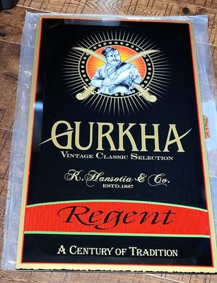 Gurkha Premium Tobacco Cigars Metal Display Sign Hansotia 32'' x 18.5'' Regent 