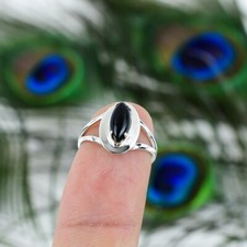925 Sterling Silver Natural Black Onyx Ring Gemstone Women Jewelry For Her E 65