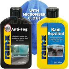 RainX Rain Repellent + RainX Anti-Fog Mist Glass Windscreen Treatment + Cloth