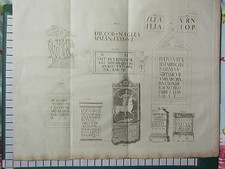 c1790 LARGE ANTIQUE PRINT ~ ROMAN TOMBS INSCRIPTIONS LATIN STONE MASONRY