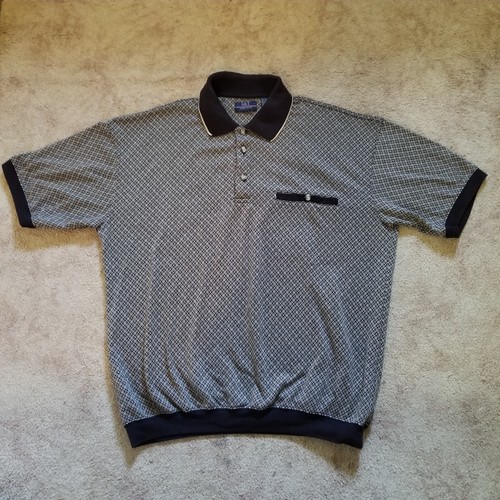 SRT Herren Polo Golf Shirt schwarz hellbraun geometrisch Größe L