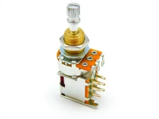 Alpha A500K PUSH PUSH SHORT SPLIT SHAFT AUDIO TAPER POT/POTENTIOMETER DPDT Brass