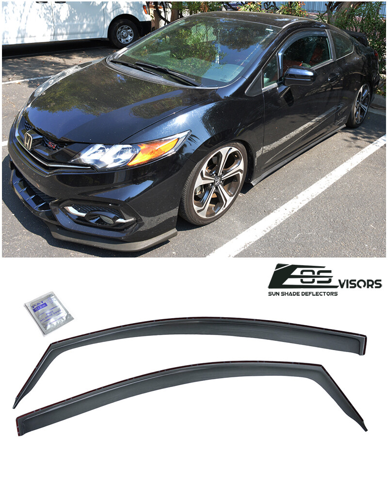 For 12-15 Honda Civic Coupe In-Channel Rain Guard Shield Vent Side Window  Visors