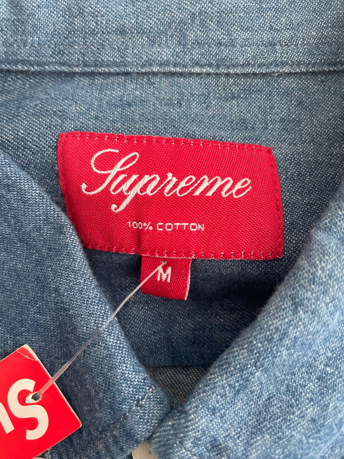 Supreme, Shirts, Supreme Classic Logo Denim Shirt Red L