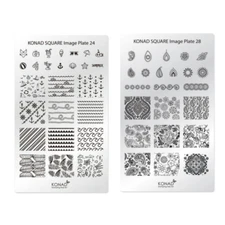 2 Pack Konad Stamping Nail Art Square Image Plate Summer & Paisley Designs