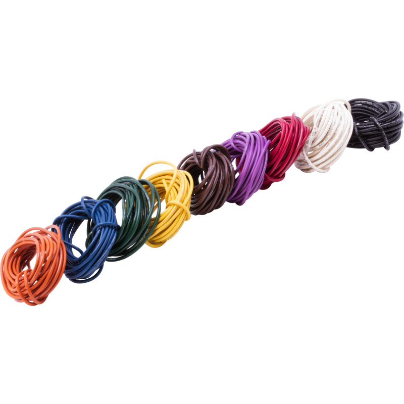 Wire, 22 AWG Solid Core, PVC, 600V, Variety Pack, Type: 9 color set
