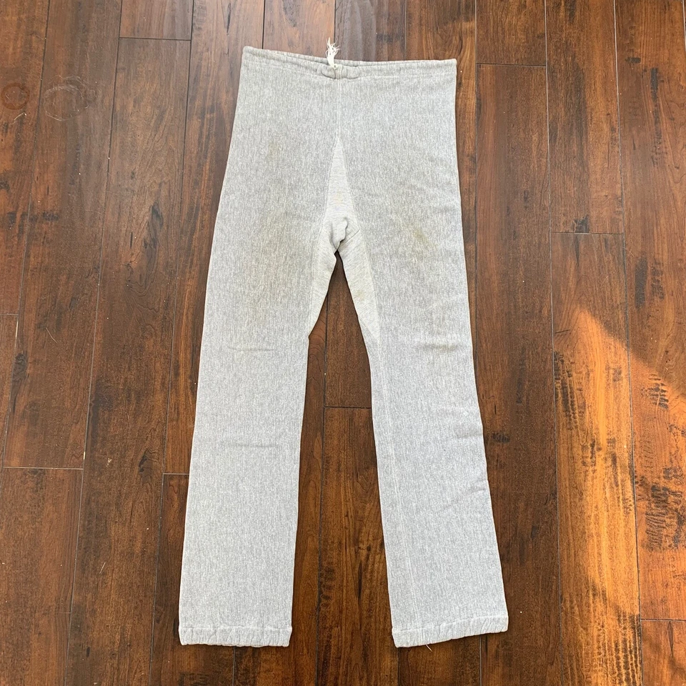 Pantalones grises de tejido inverso Champion vintage de los años 70 con capucha de un solo color en blanco RARO Foto 2 de 4