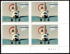 Space Shuttle Landing Priority Mail 3.20 Plate Block of 4 Stamps Scott 3261