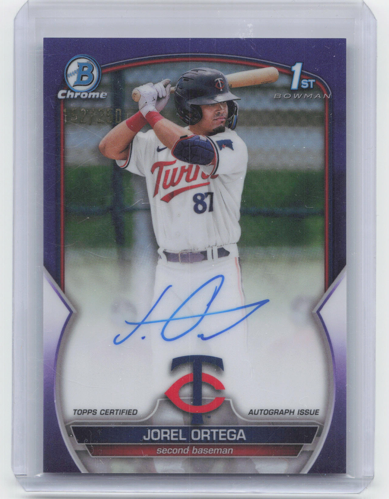 2023 Bowman Chrome #CPA-JORT Jorel Ortega 1st Chrome Purple Refractor Auto #/250