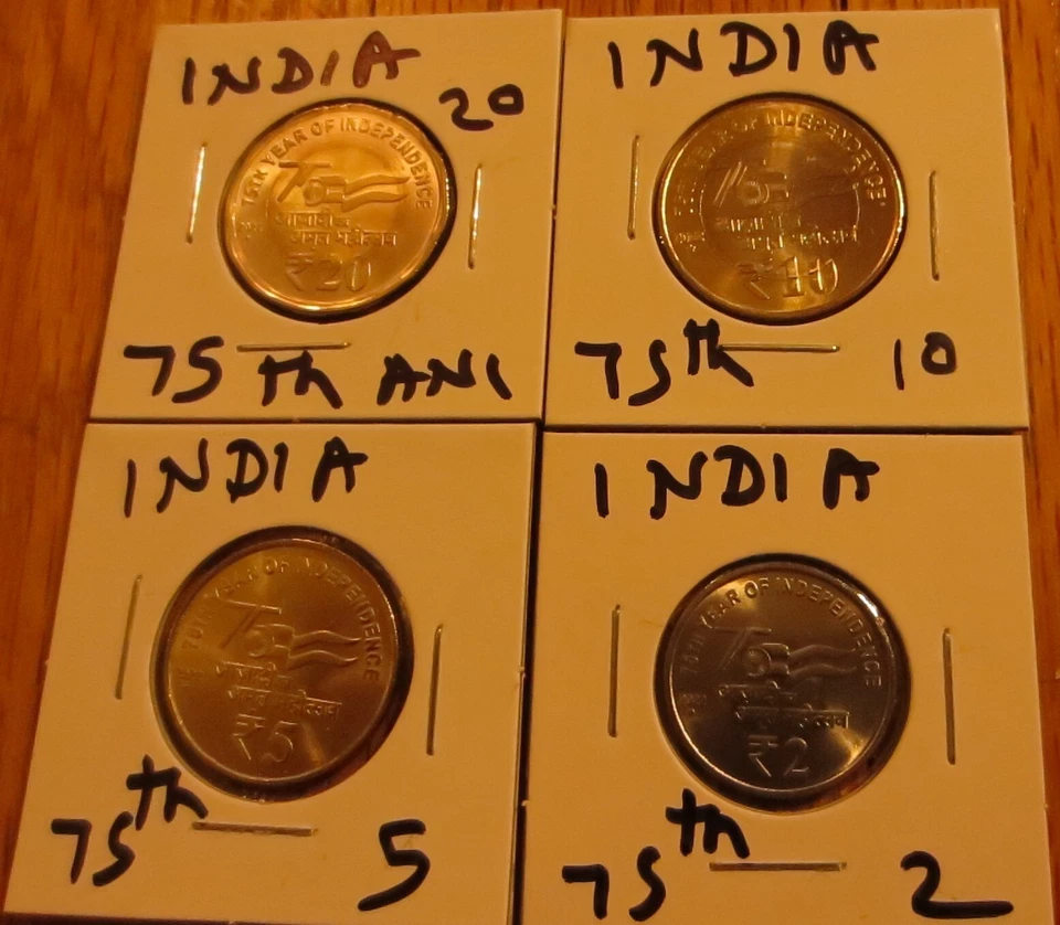 India 75th Anniversary of Independence 8 coins 2x2 holder Ship from Chicago - Image 4 of 4
