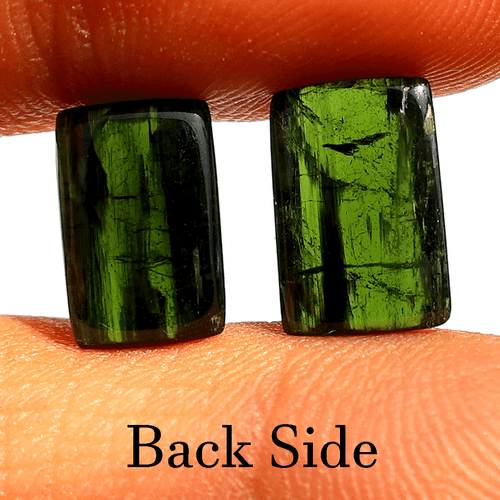 2 Pezzi Tormalina Verde Naturale Alta Qualità 10,5-10,9mm Pan di Zucchero Cabochon Gemme - Foto 6 di 9