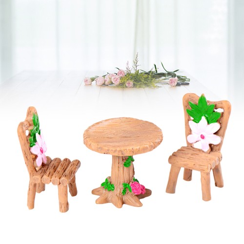 Succulent Plant Decoration Resin Process Mini Wood Table and Chair - Picture 8 of 11