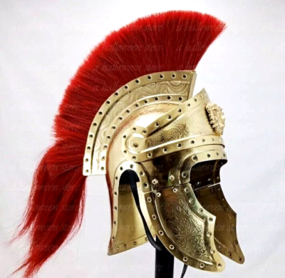 Antique Medieval Roman Centurion Vintage Helmet Armor Red Crest
