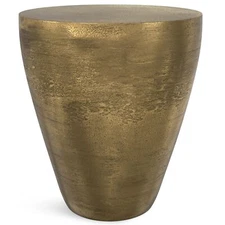 SIMPLIHOME Cavan Metal Side Table in Antique Brass 16.5" Round 17.75" H Cast