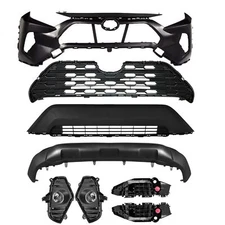 Front Bumper Cover Grill Lower Valance Fog Lamp Kit For 2019-2024 Toyota RAV4 LE