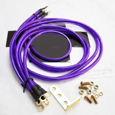 UNIVERSAL 5-POINT CAR BATTERY GROUND EARTH WIRE GROUNDING CABLE SYSTEM PURPLE