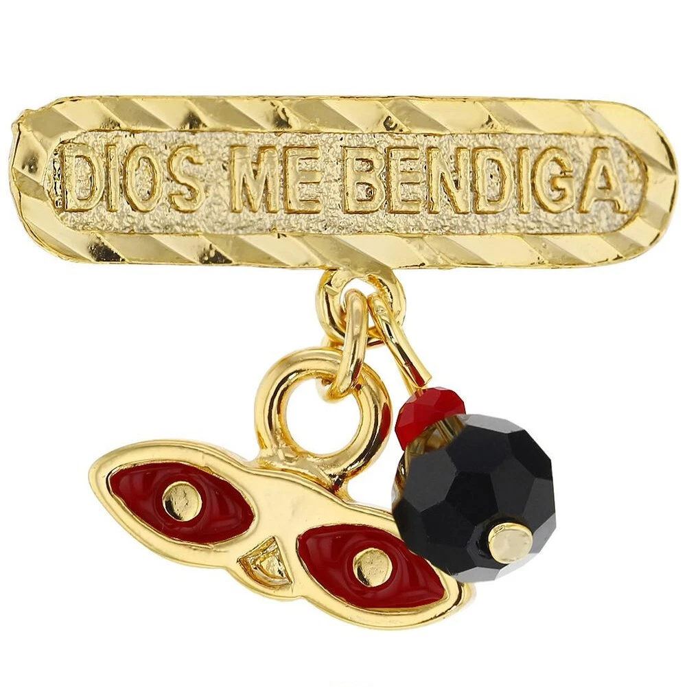 Gold Plated Simulated Azabache St Lucy Evil Eye Charm Protection