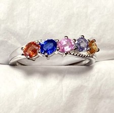 Gorgeous Multi Color Natural Sapphire Ring 925 Sterling Silver Size 8  