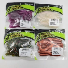 New Mister Twister 4" Double Tail Grub Trailer 8 Count Pack You Choose Color