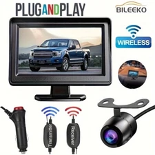Wireless Car Backup Camera Easy Install 4.3'' Rear View Monitor Night Vision