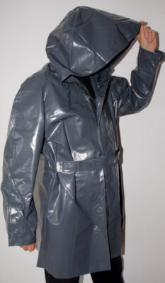 RARE! Men's Rubberised Jacket + Hood Soft yet Thick Long Coat Rain 54 ...