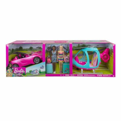 Barbie Girls Getaway Adventure Helicopter and Vehicle Set Helicopter Car Dolls