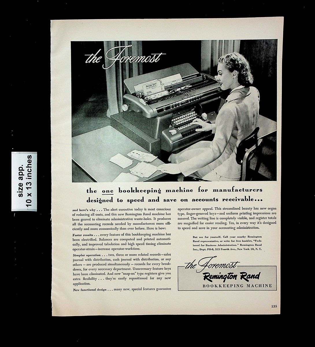 1948 Remington Rand Bookkeeping Machine The Foremost Vintage Print 