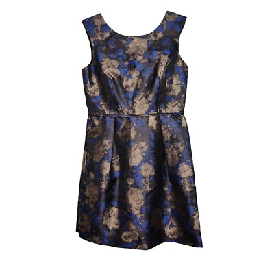 donna ricco cocktail dresses Semi-Formal Dress Women Size 10 Blue Metallic Sleeveless Burgundy Mini Puff Skirt Square neck xx_less$80 neck:14 Polyester/spandex