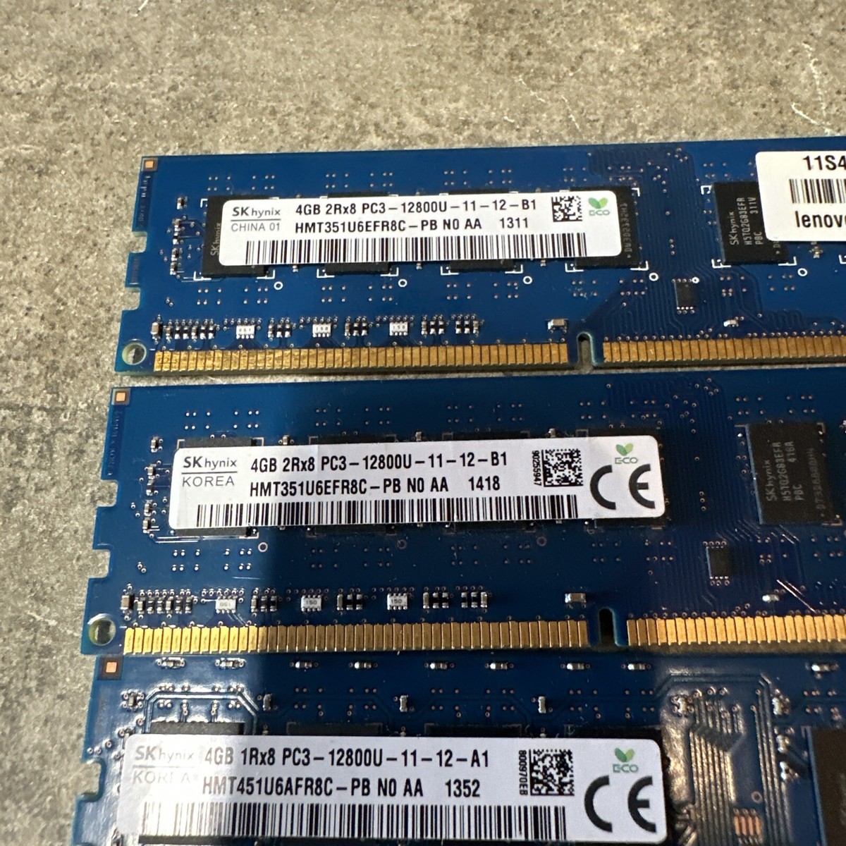 メモリー 4GB 1Rx8 PC3L-12800U 98枚 ジャンク Micron MT8KTF51264HZ 4GB 1Rx8 DDR3 SO-DIMM PC3-12800 1600MHz