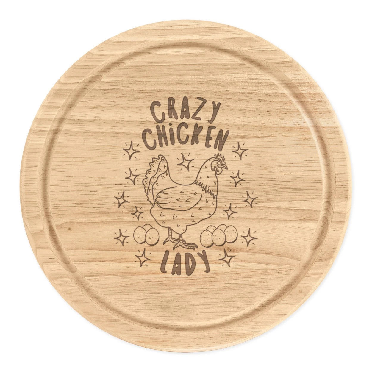Crazy Chicken Lady Stars Round Chopping Cheese Board Funny