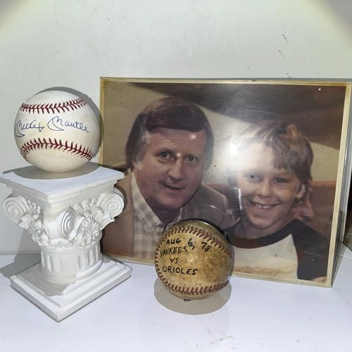 Mickey Mantle NY  Yankees Signed Baseball 1978 Game ball ,Stienbrenner photo lot