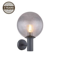 Domoletti AußEn Wandleuchte Smoky IP44 E27 Anthrazit Glas Alu Edelstahl