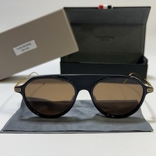 Thom Browne TB-809 C-NVY-GLD-55 Sunglasses Navy Gold 55mm New w Box Case