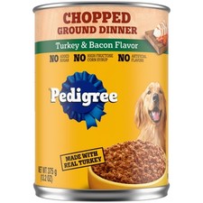 PEDIGREE CHOPPED GROUND DINNER Adult Canned Soft Wet Dog Food, Turkey  Bacon