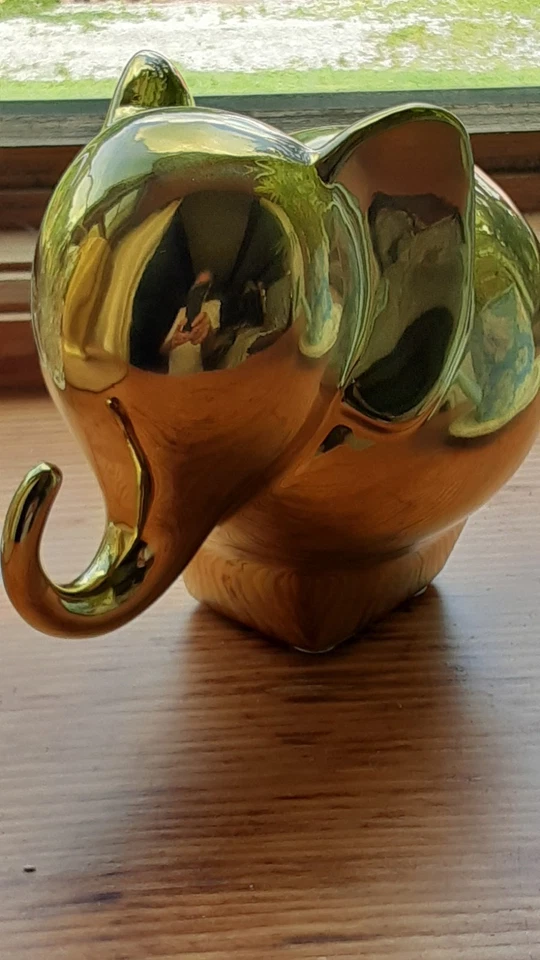 ELEPHANT Gold MCM Abstract Style Ceramic for Bookcase, Shelf, Desk - Image 2 of 4