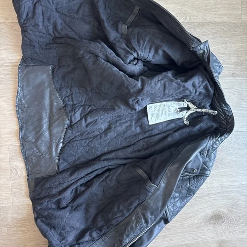 Private Brand AG Black Goat Leather Biker Jacket Quilted Moto XL Japanese Brand image 12