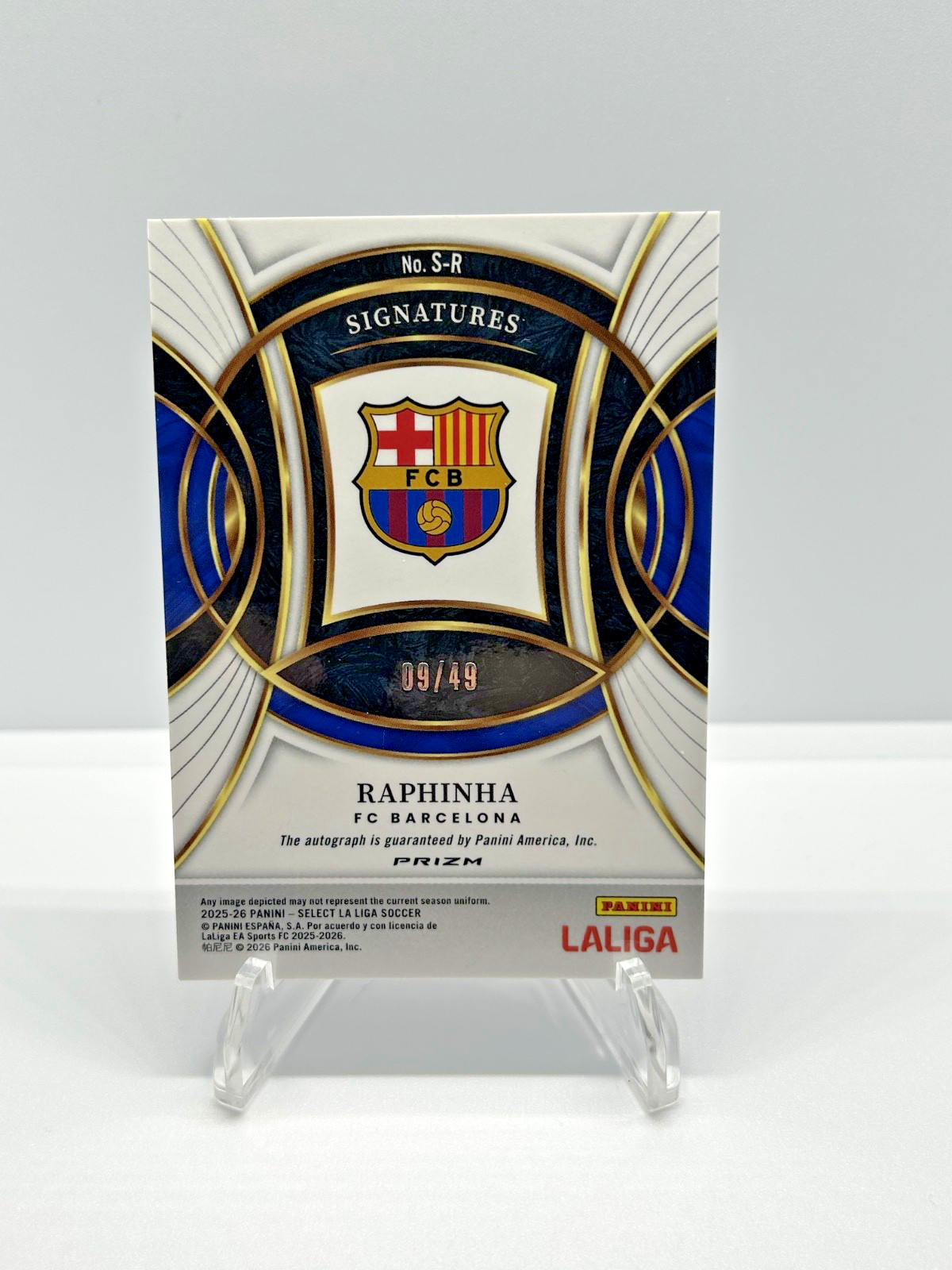 2025-26 Panini Select La Liga Raphinha Purple Prizm Auto /49 Barcelona - Brazil view 3