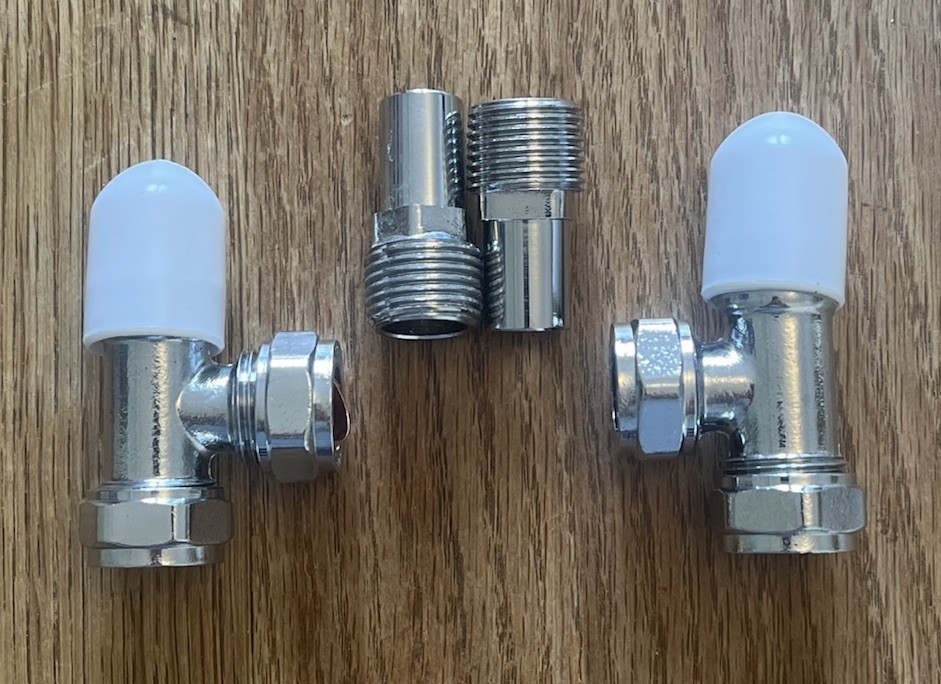 TC Lockshield Radiator Valve Angled 15mm x 1/2"" - Pair (Pack of 2)
