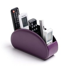 Remote Control Holders Organizer Box with 5 Compartment PU S Dark purple