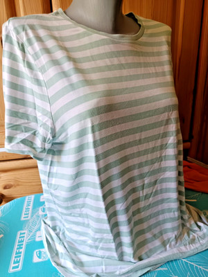 WOMEN essentials by Tchibo short sleeve shirt stripes sage green 44/46