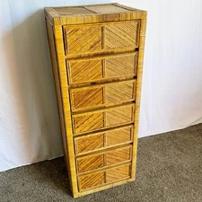 Boho Chic Pencil Reed Highboy/Lingerie Armoire Gabriella Crespi Style