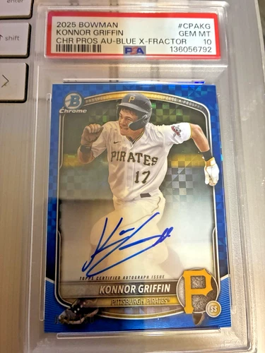 2025 Bowman Chrome Konnor Griffin Prospect Auto Blue Xfractor /150 PSA 10