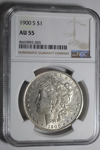 1900 S Morgan Silver Dollar AU55 NGC #005
