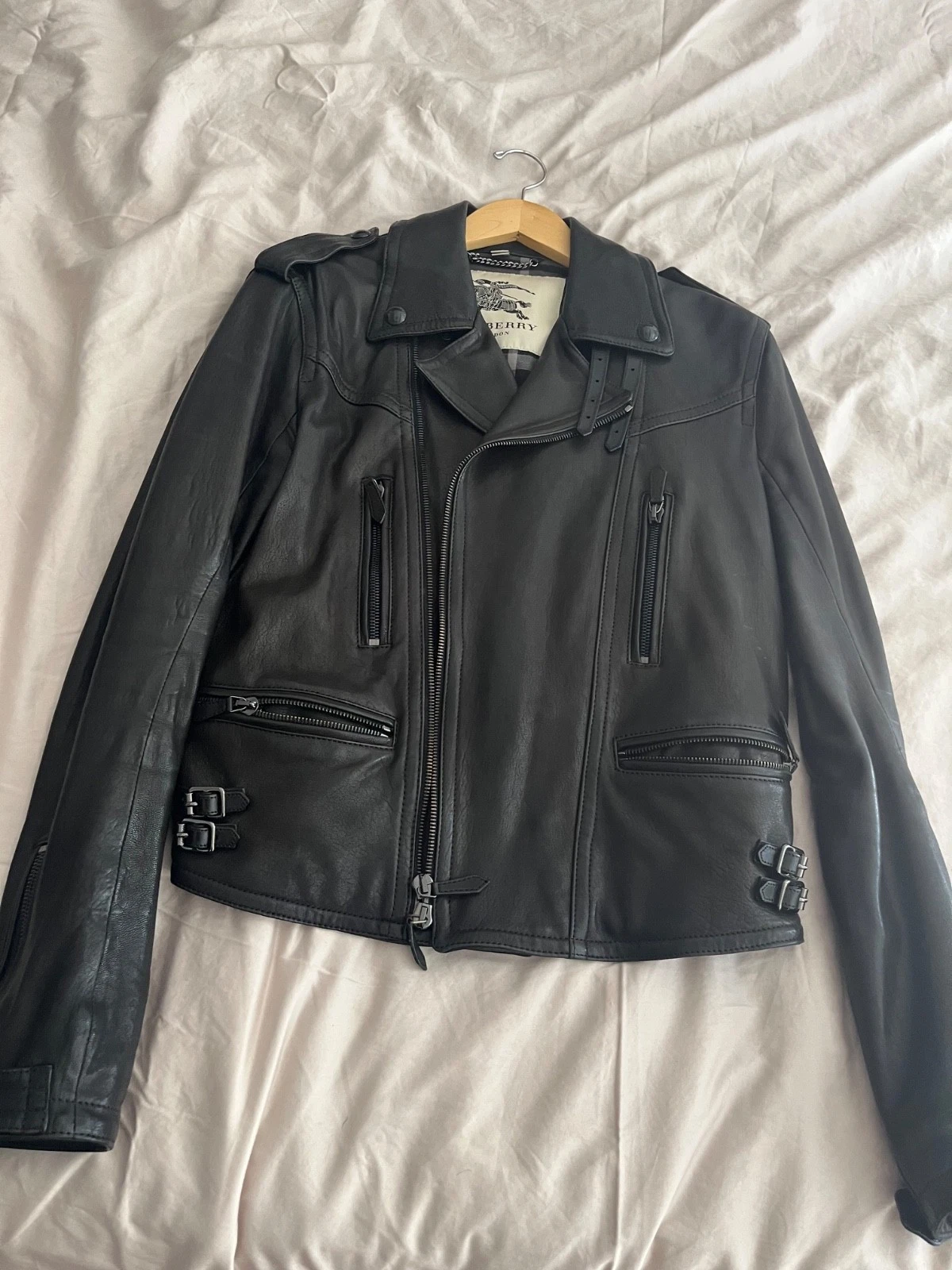 giacca pelle stile moto burberry london