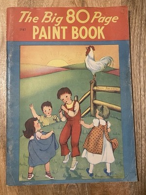 1943 THE BIG 80 PAGE PAINT/COLORING BOOK VINTAGE, Used.